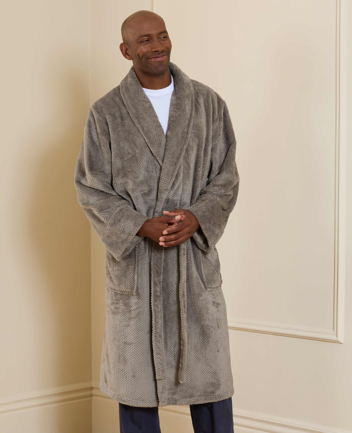 Beige Snuggle Fleece Dressing Gown