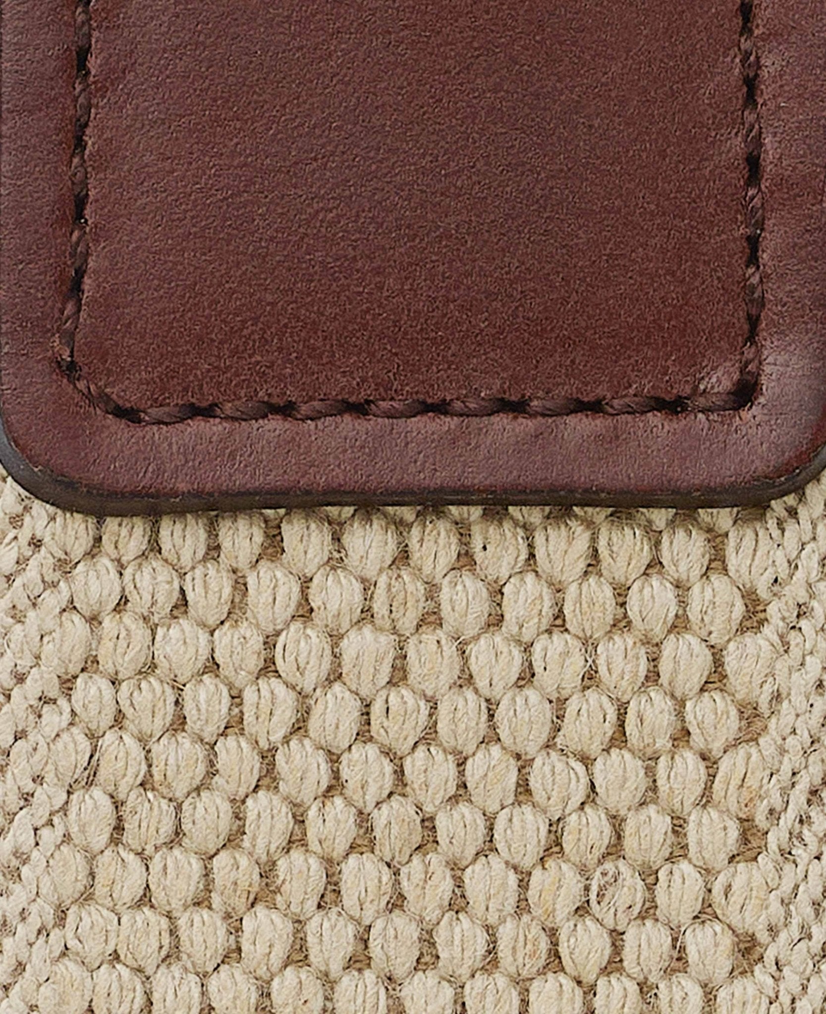 Beige Stretch Woven Belt With Leather Tip, view 3