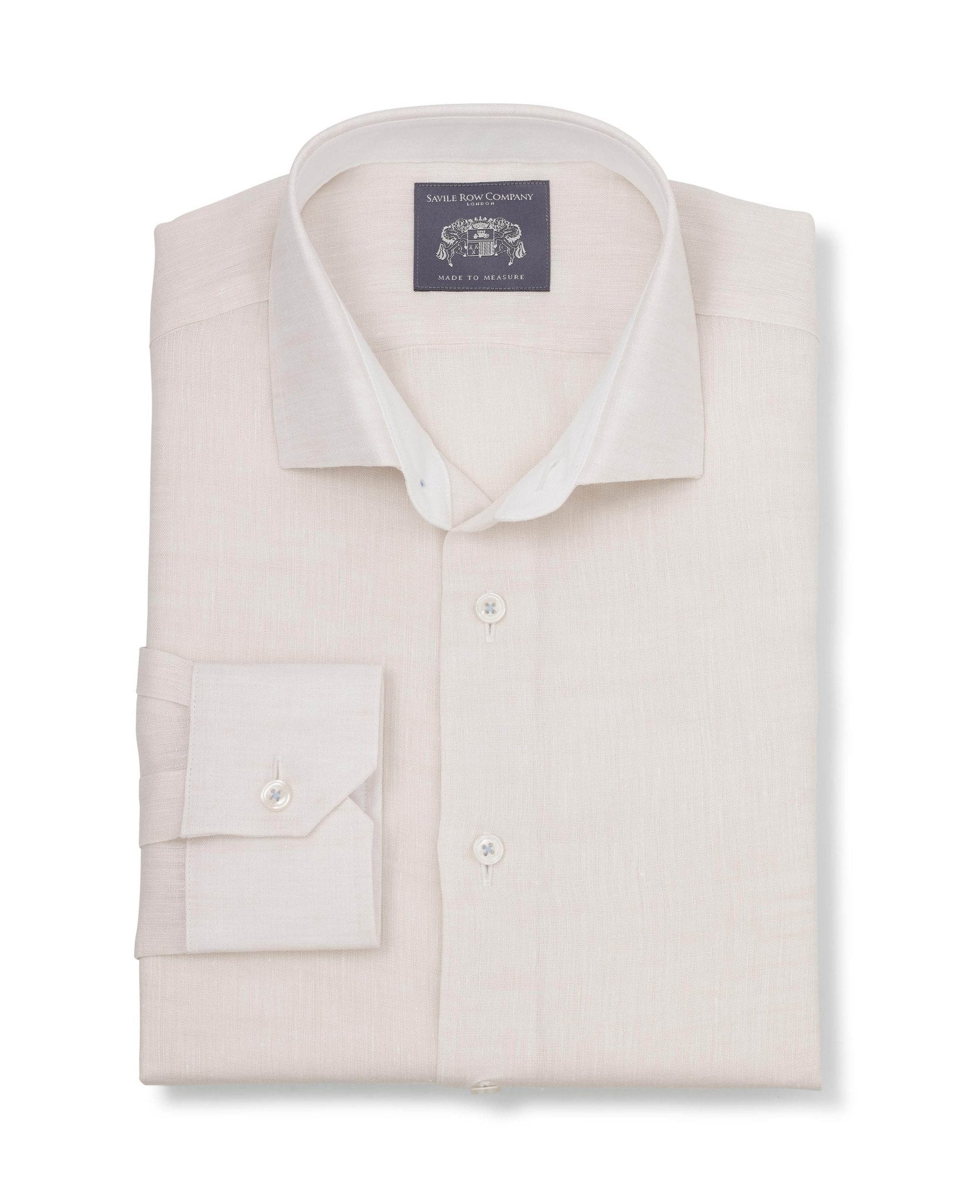 Bertram Cream Linen Made-To-Measure Shirt, view 1
