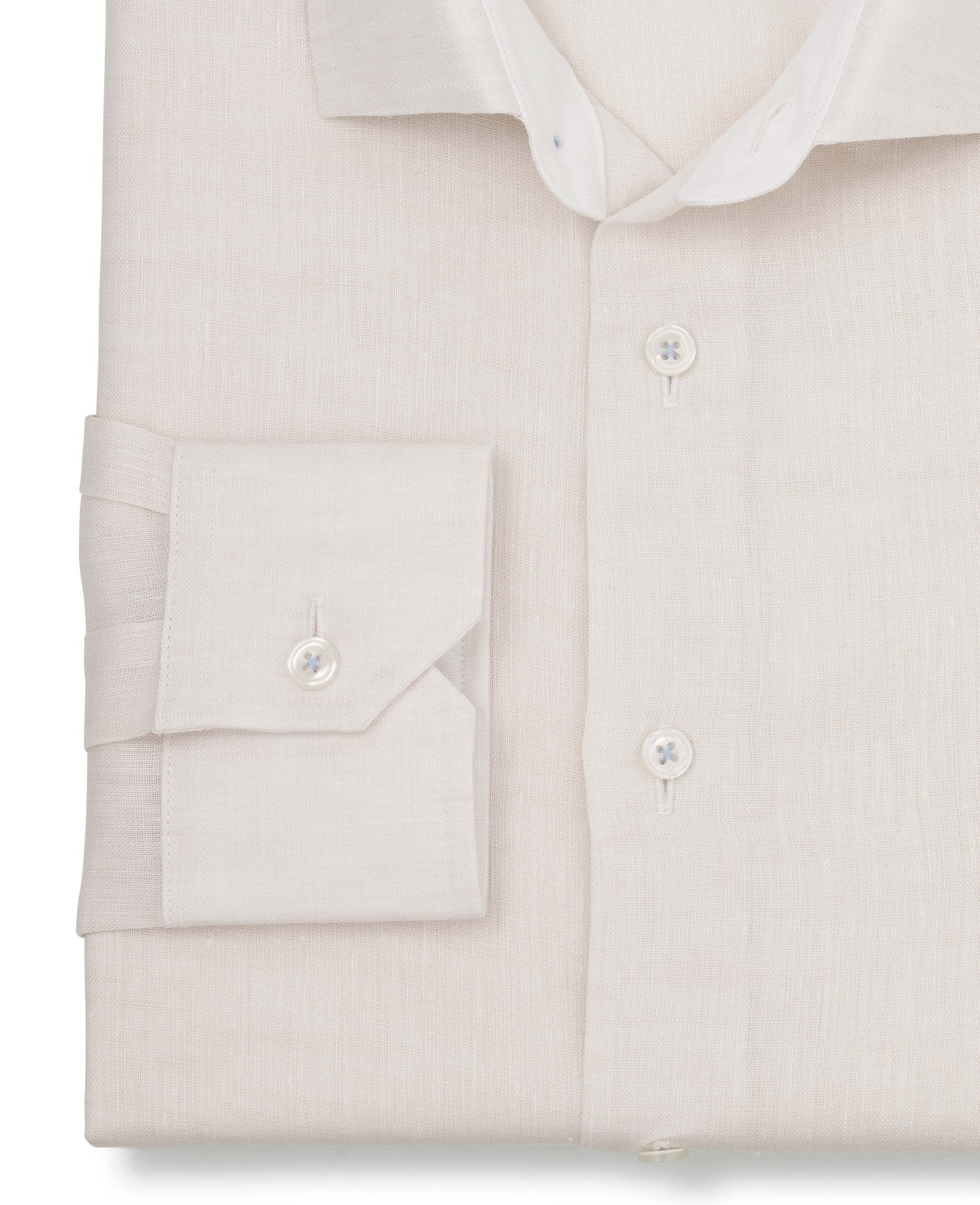 Bertram Cream Linen Made-To-Measure Shirt, view 3