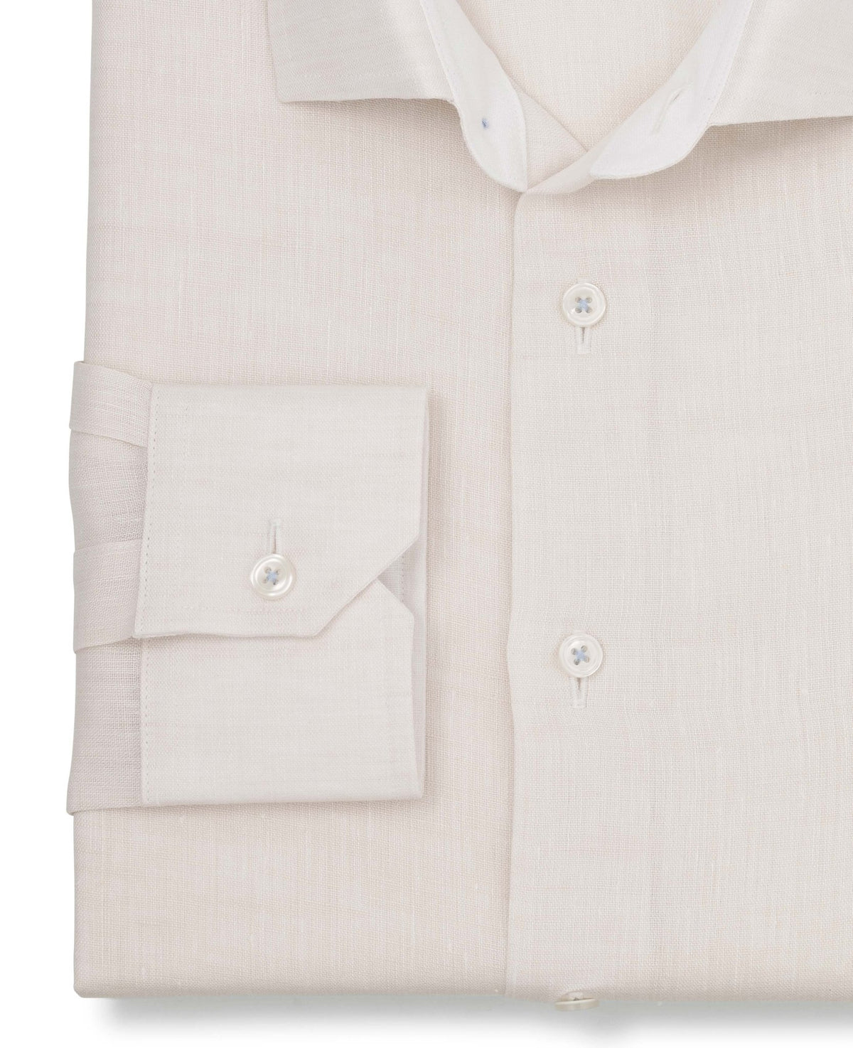bertram cream linen made to measure shirt cuff detail