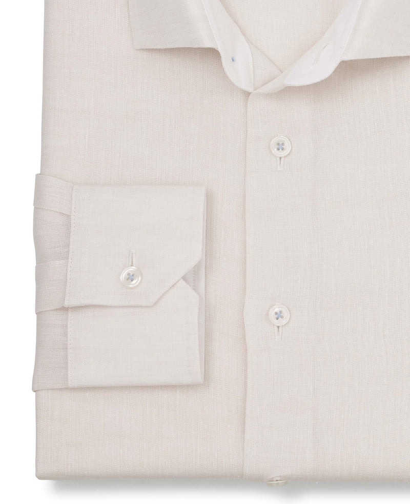 Bertram Cream Linen Made-To-Measure Shirt