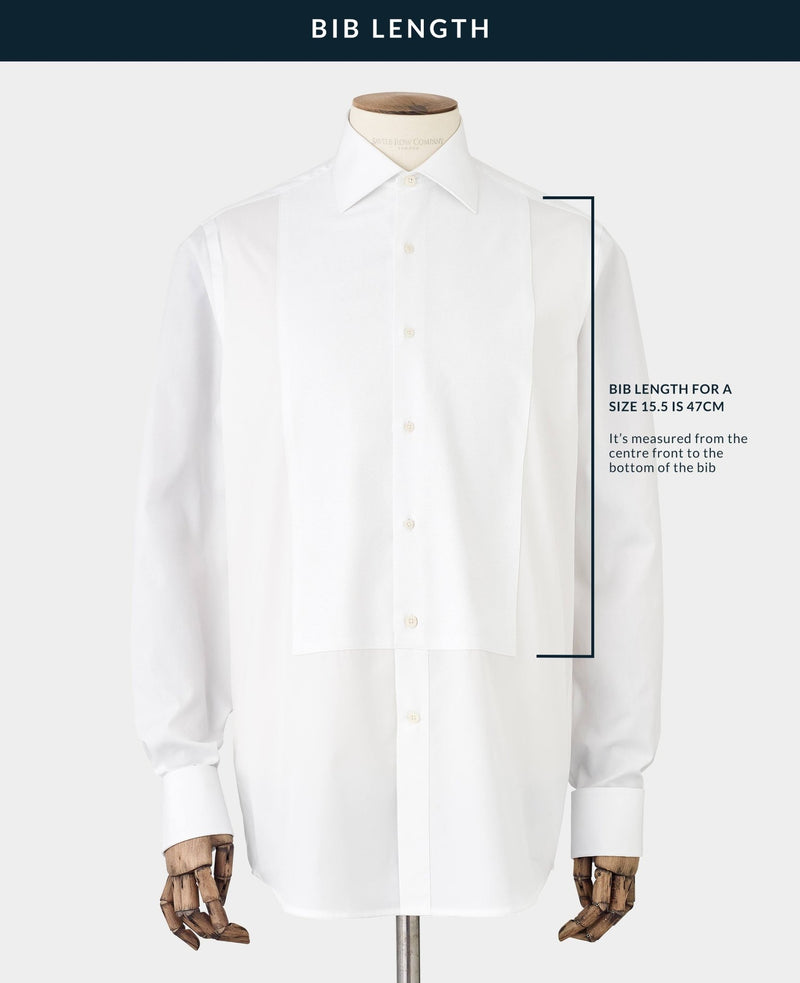 White Marcella Bib Front Classic Fit Dress Formal Shirt - Double Cuff