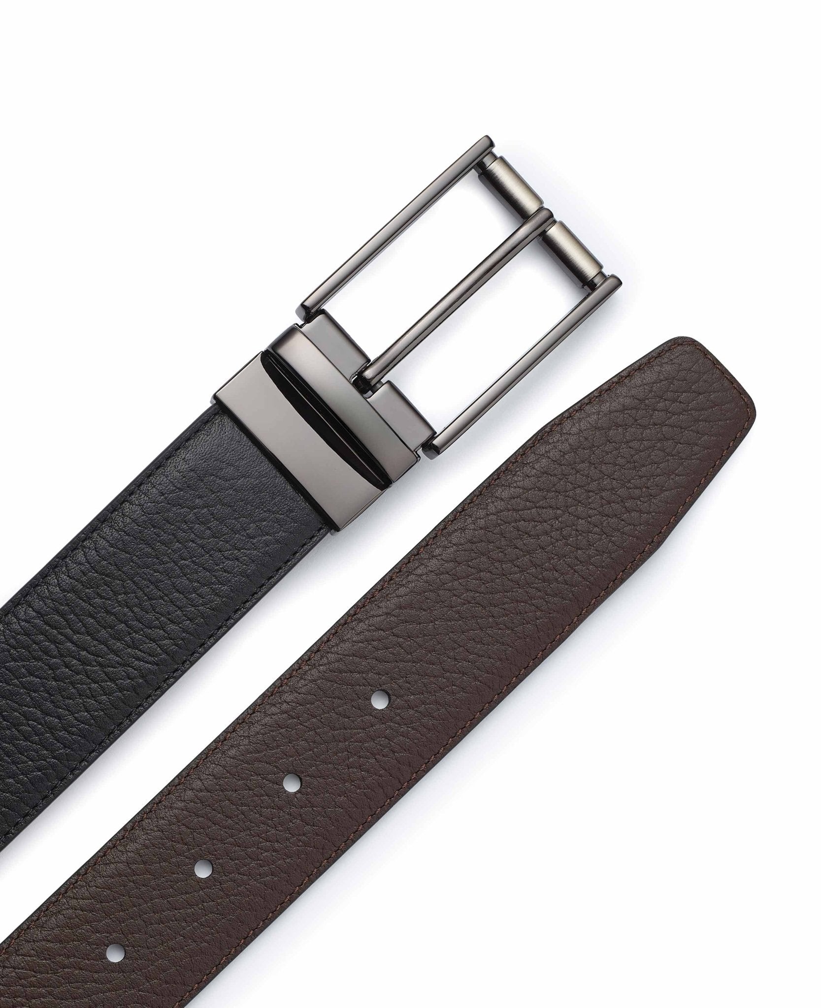 Black Brown Reversible Leather Belt, view 1