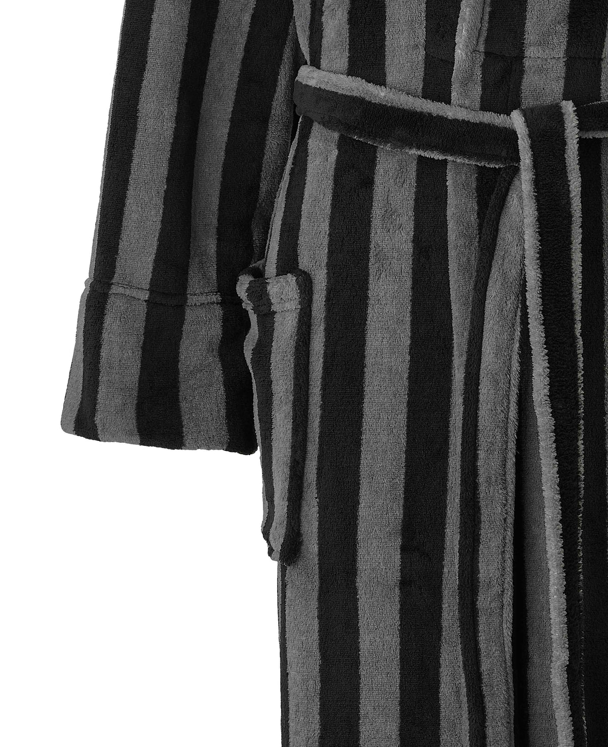 Black Charcoal Blue Bold Stripe Snuggle Fleece Dressing Gown