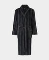 Black Charcoal Blue Stripe Snuggle Fleece Dressing Gown