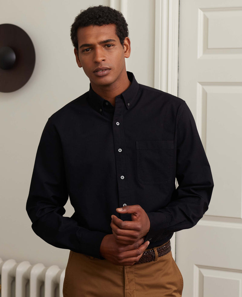 Men's Black Classic Fit Oxford Casual Shirt
