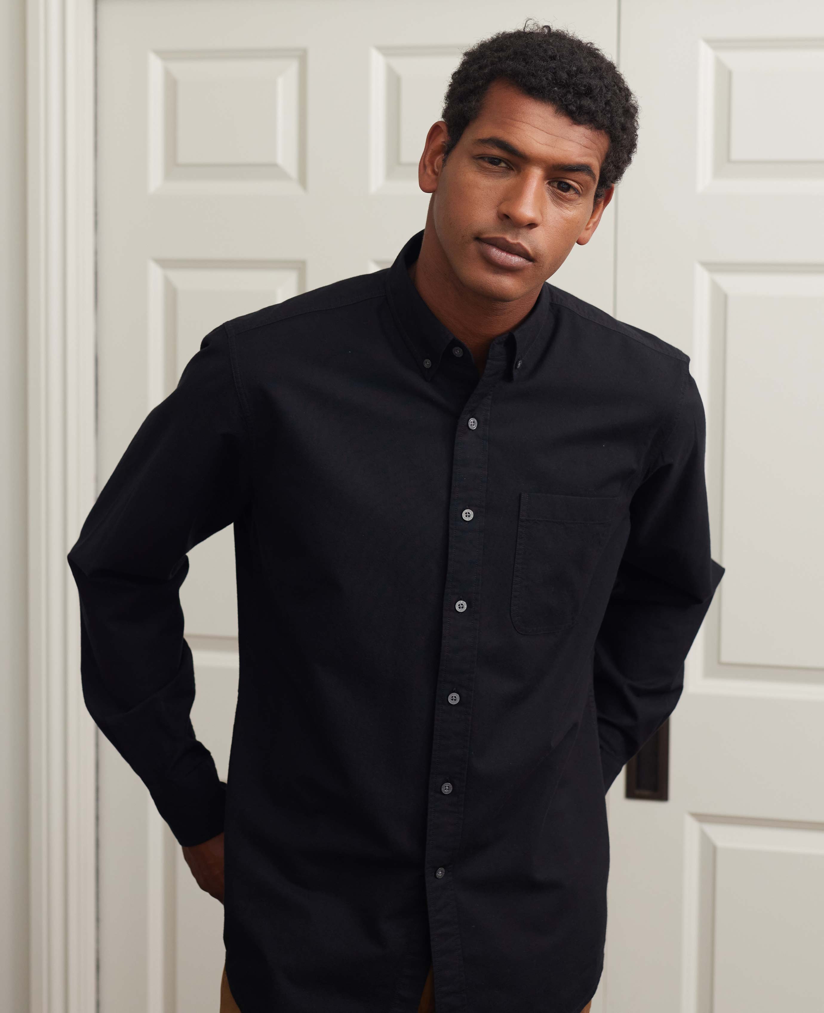 Black oxford shirt men best sale