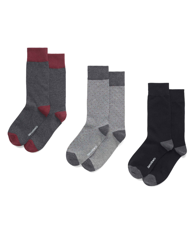 Men's Black Combed Cotton-Blend 3 Pack Socks