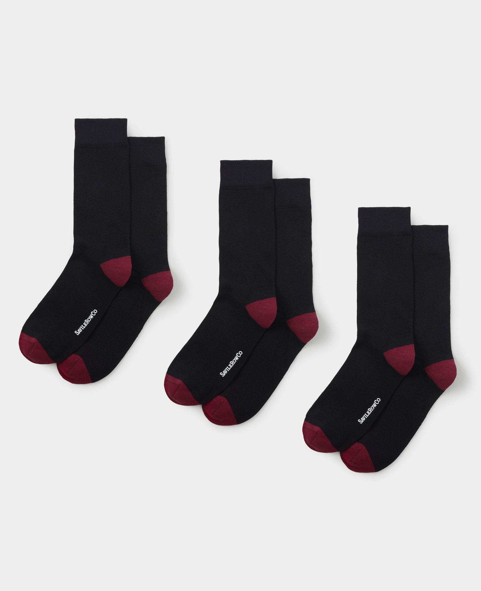 Black Cotton Rich Socks With Contrast Heel & Toe Three Pack, view 1