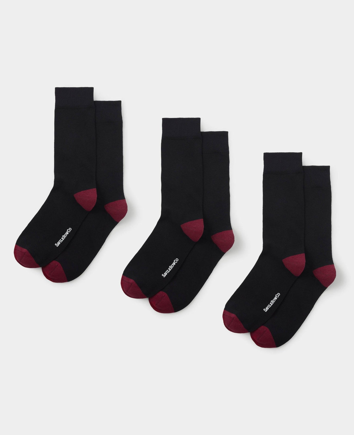 Black Cotton Rich Socks With Contrast Heel & Toe Three Pack