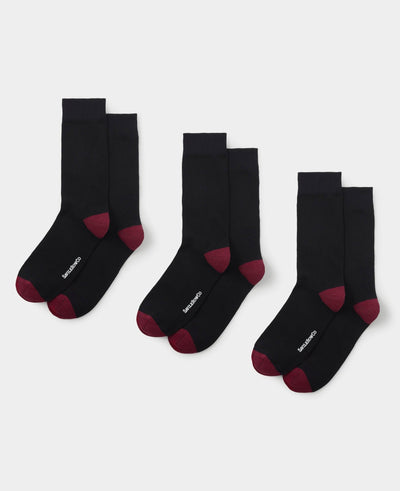 Black Cotton Rich Socks With Contrast Heel & Toe Three Pack
