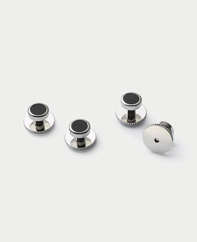 Four Pack Black Onyx Stone Dress Studs