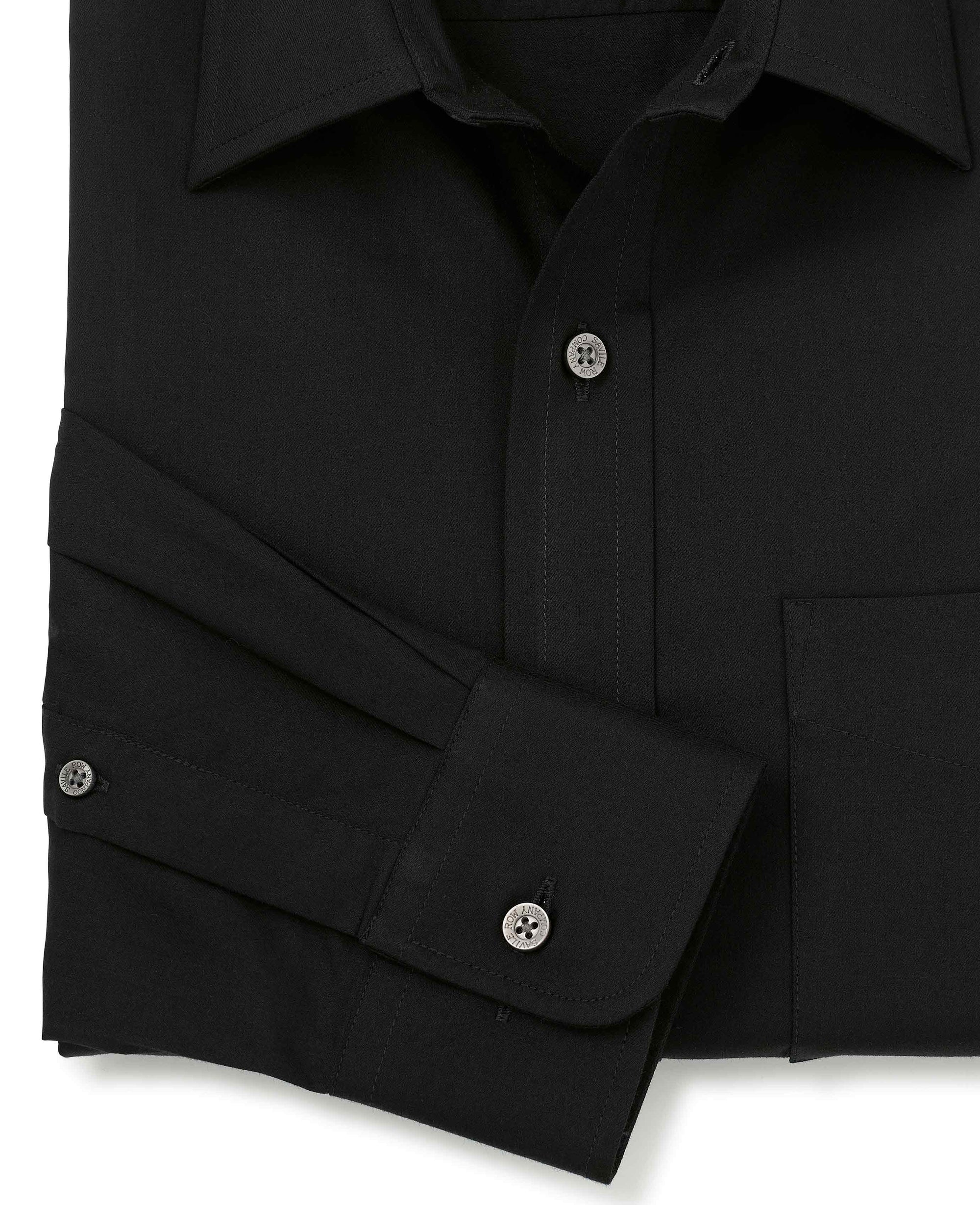 Men's Black Twill Classic Fit Formal Shirt With Single Cuffs | Savile Row Company Men's Black Twill Classic Fit Formal Shirt With Single Cuffs | Savile Row Company
