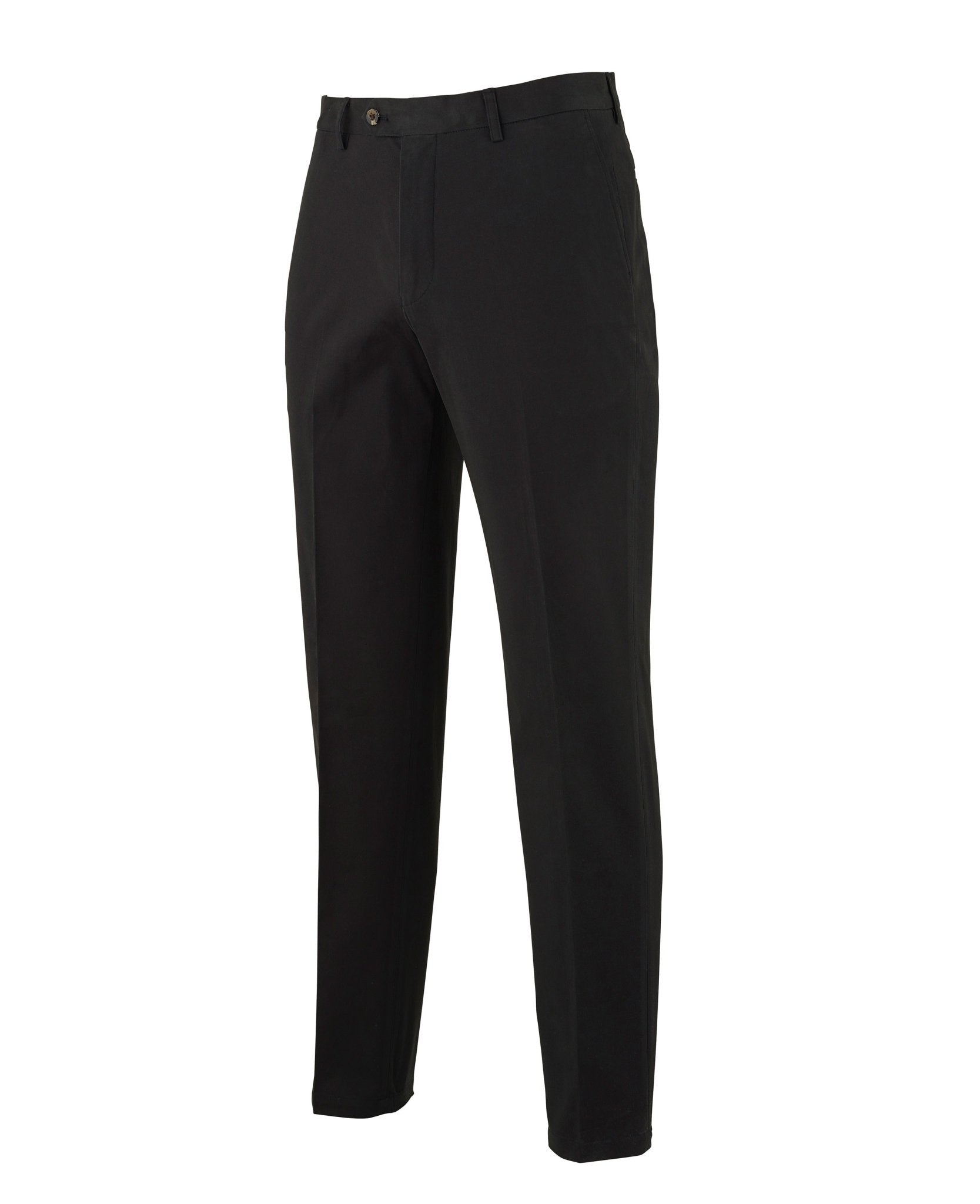 Black Stretch Cotton Classic Fit Flat Front Chinos, view 3