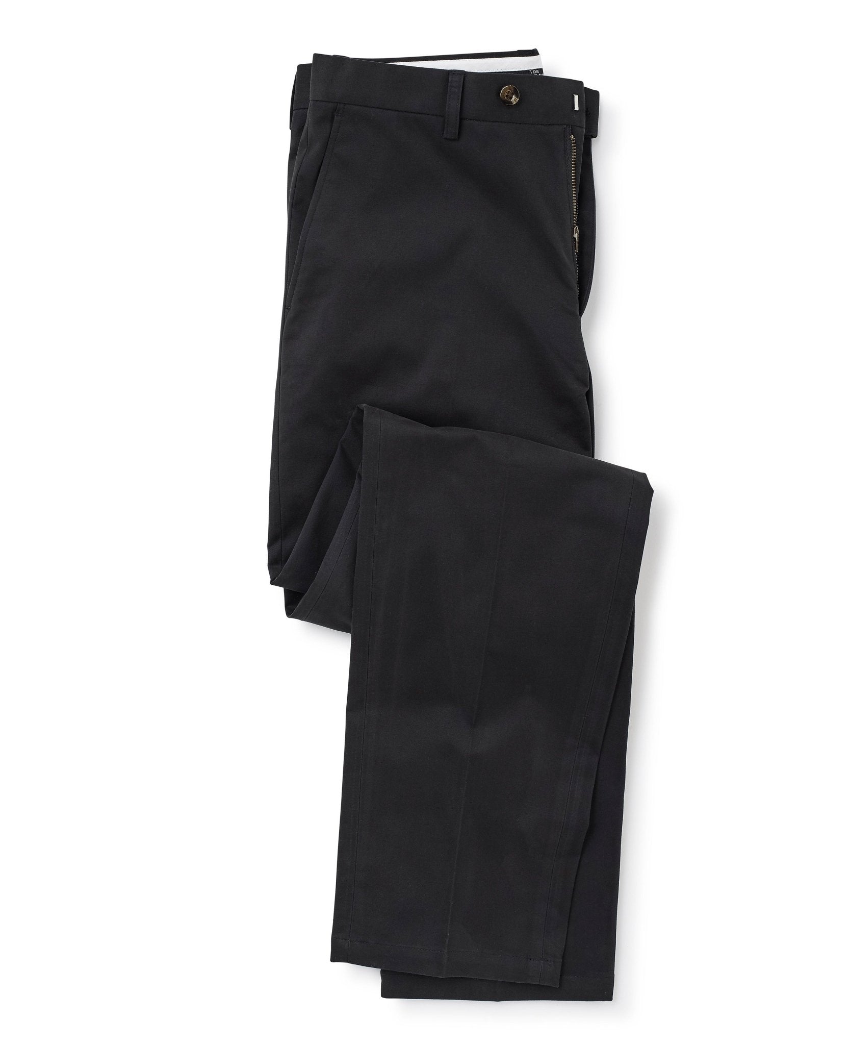 Black Stretch Cotton Classic Fit Flat Front Chinos, view 5