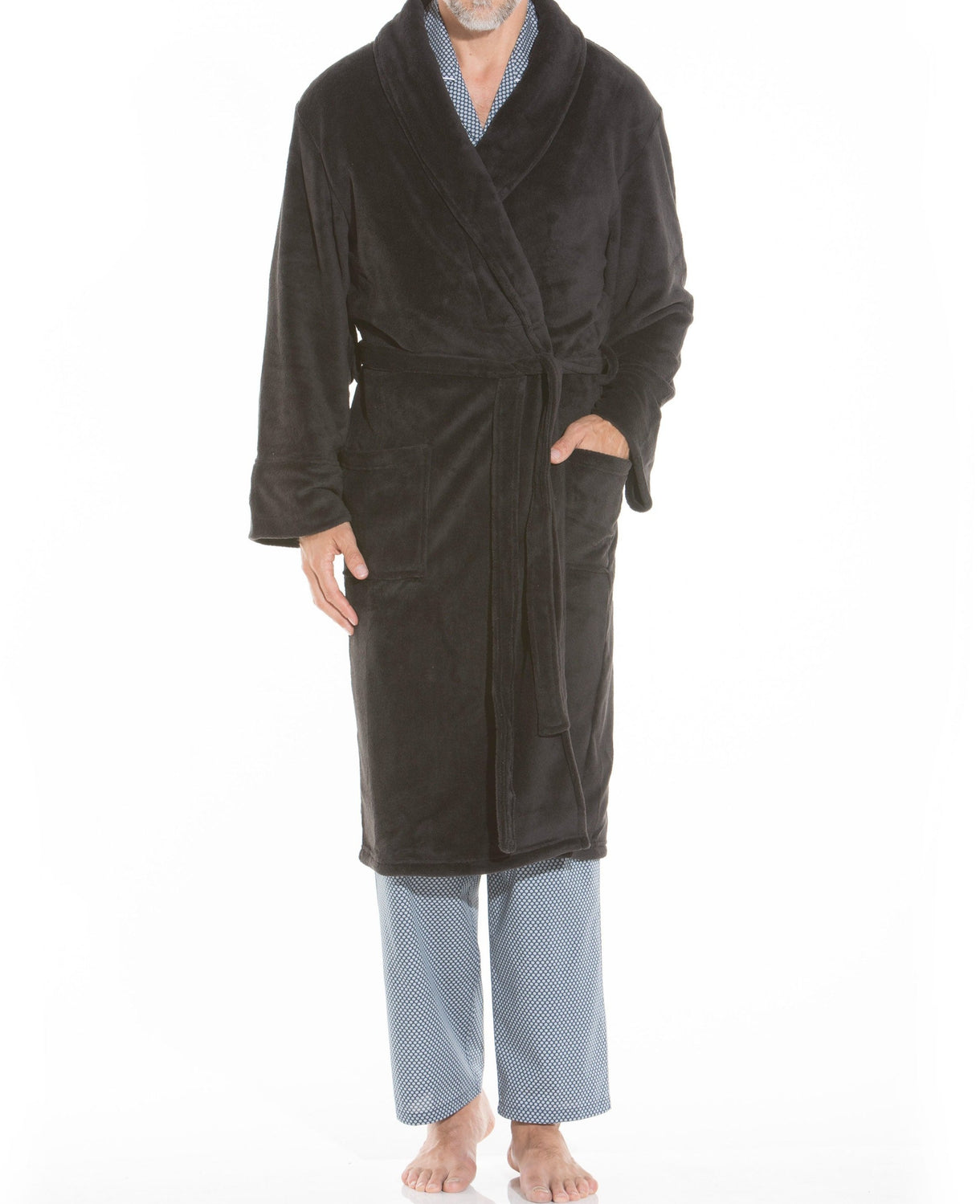 Black fleece dressing gown