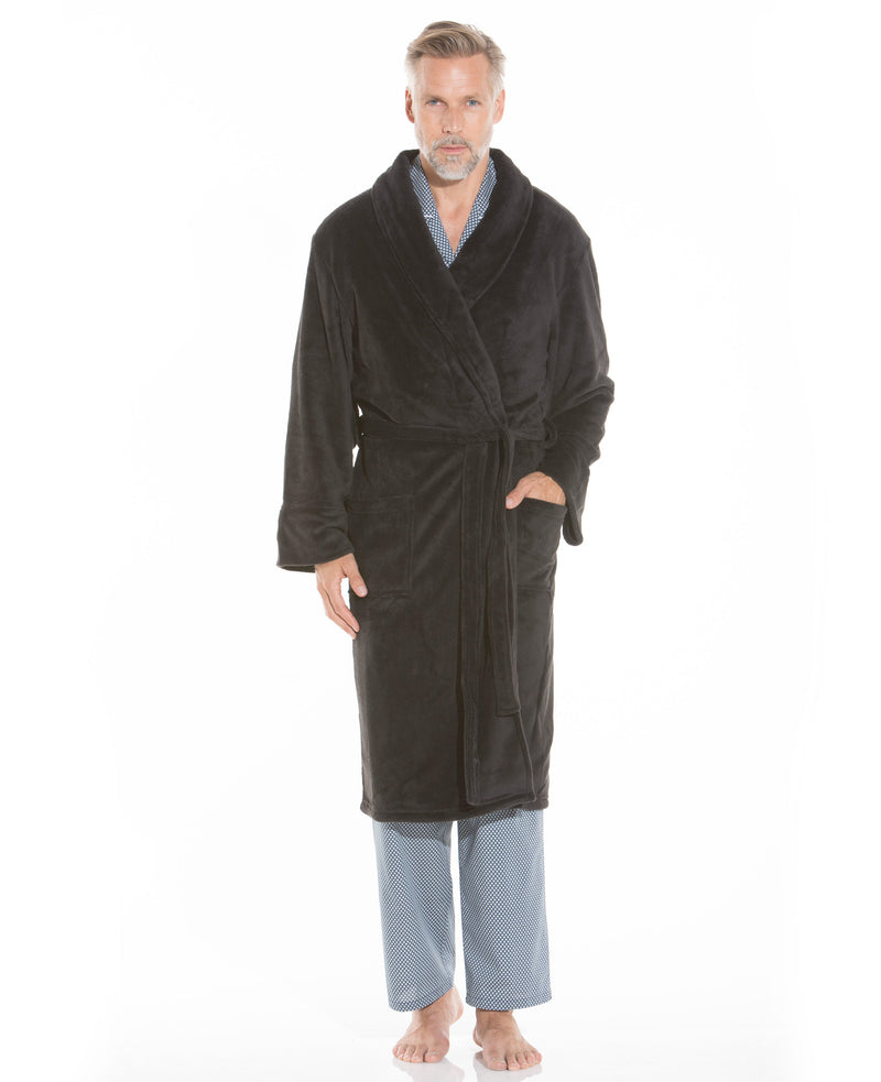 Black fleece dressing gown