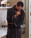 Black Fleece Rope Edge Dressing Gown