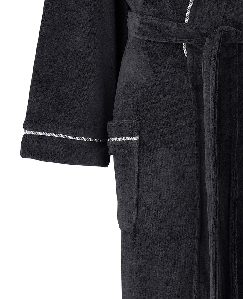 Black Fleece Rope Edge Dressing Gown