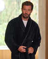 Black Fleece Supersoft Dressing Gown with Grey Piping
