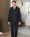 Black Grey Brushed Cotton Twill Striped Pyjamas