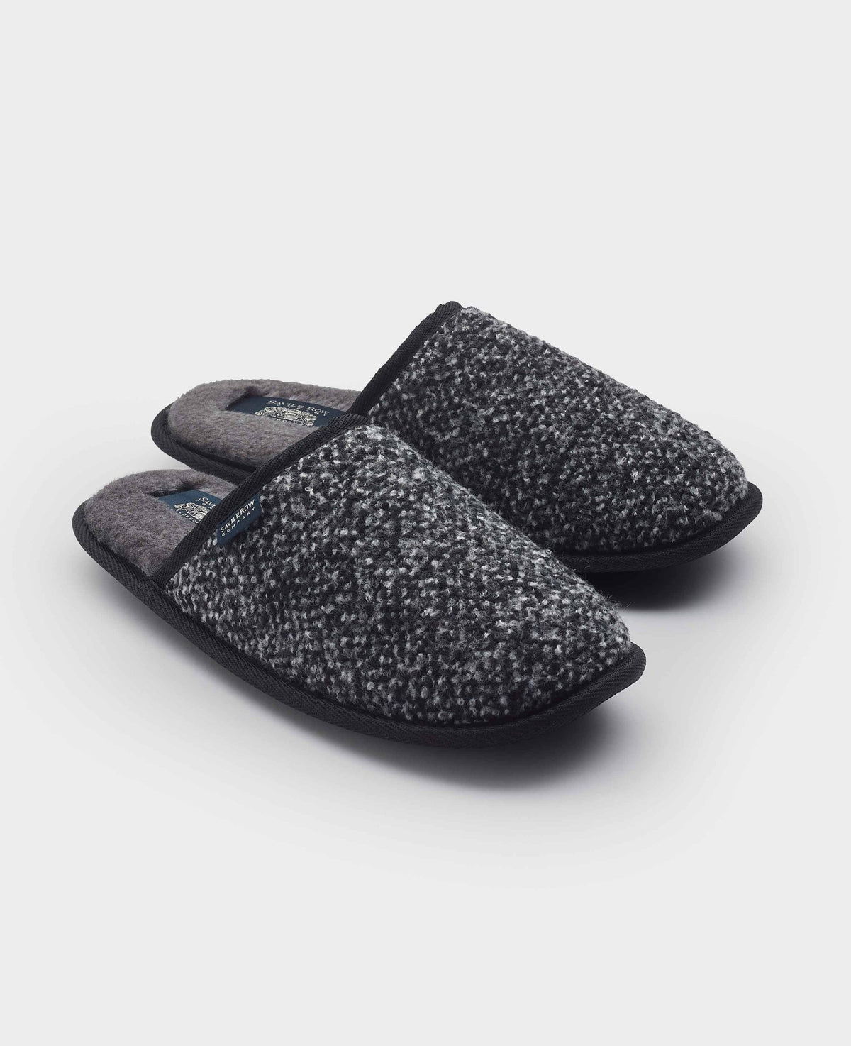 Men's Black Grey Textured Mule Slippers pair view