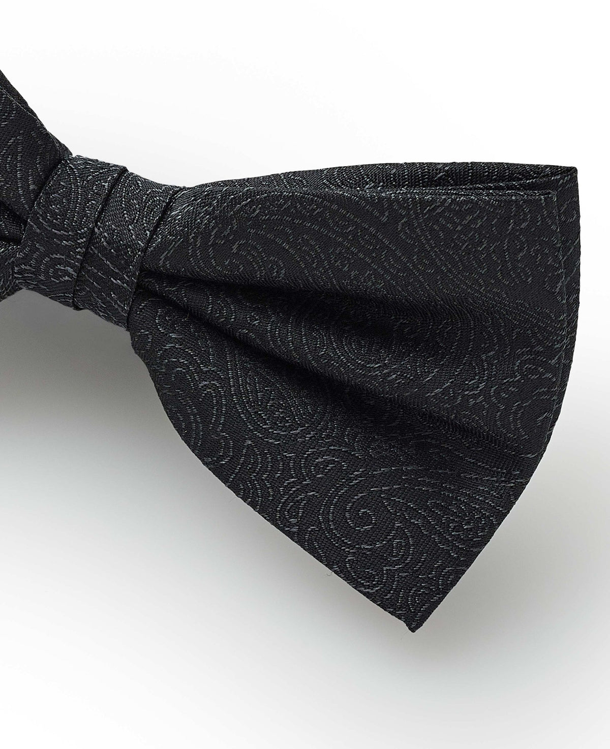 Black Jacquard Paisley Silk Pre-Tied Bow Tie