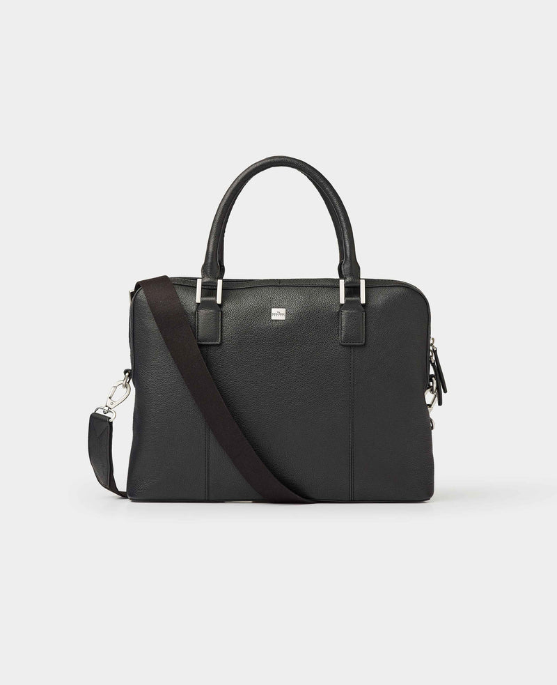 Black Leather Briefcase With Strap