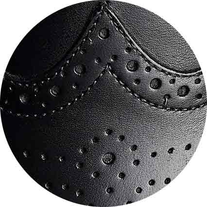 Black Leather Brogue Derby Shoes fabric swatch