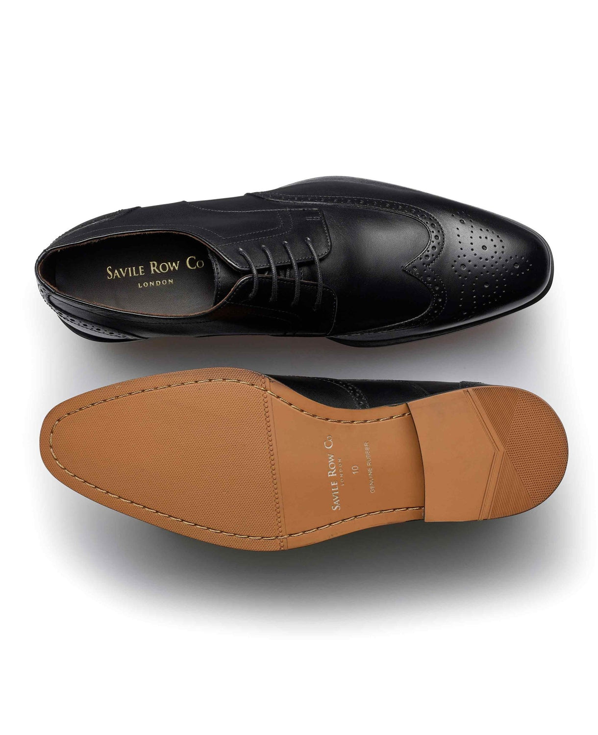 Black Leather Brogue Derby Shoes overhead shot
