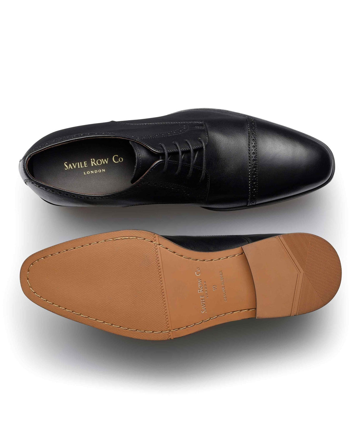 Black Leather Capped Derby Shoes overhead shot