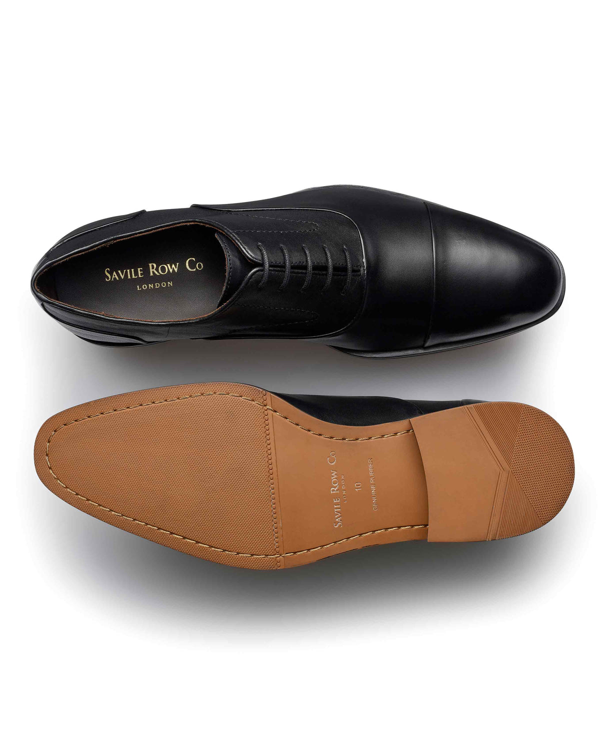 Black Leather Capped Oxford Shoes overhead shot