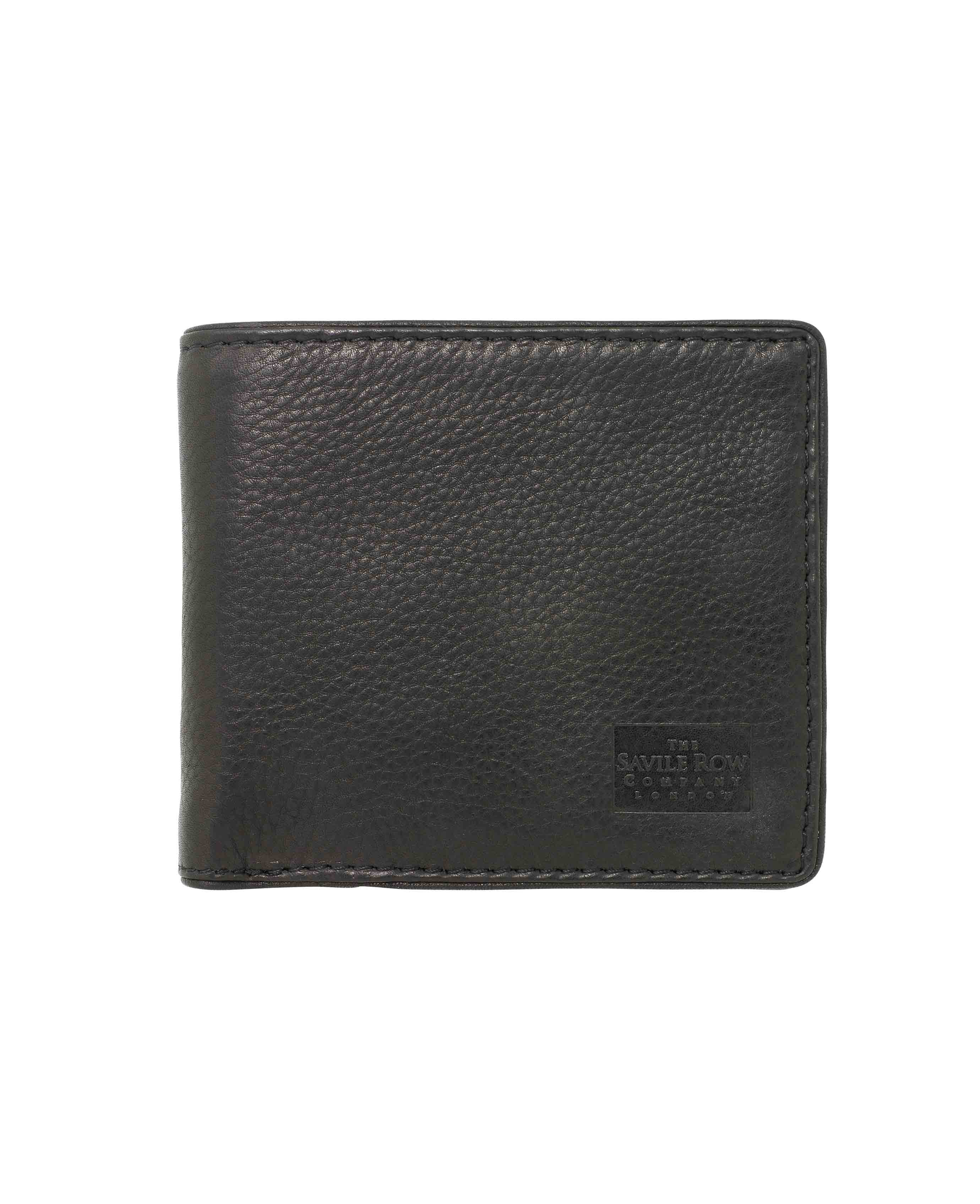 Black Leather Classic Billfold Wallet with Coin Pouch, view 1