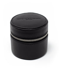 Men's Black Leather Cufflink Storage Box With Zip Closure