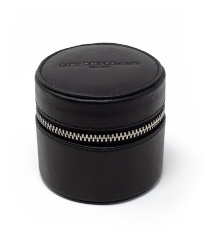 Men's Black Leather Cufflink Storage Box With Zip Closure