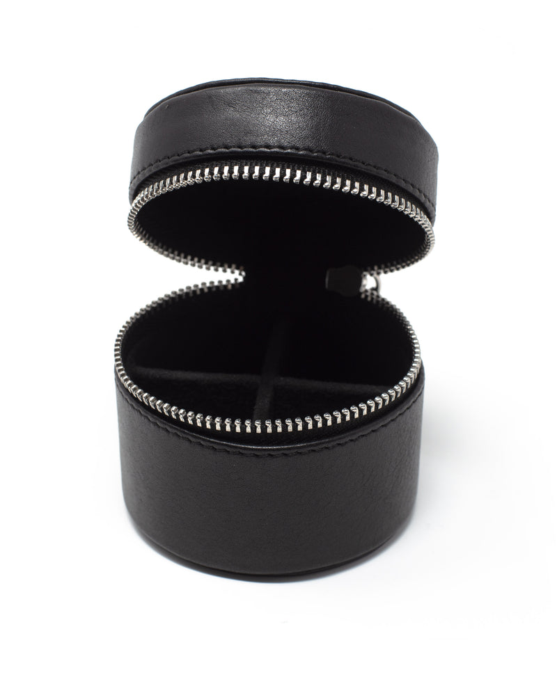 Black Leather Cufflink Storage Box - Open - MLG1020BLK