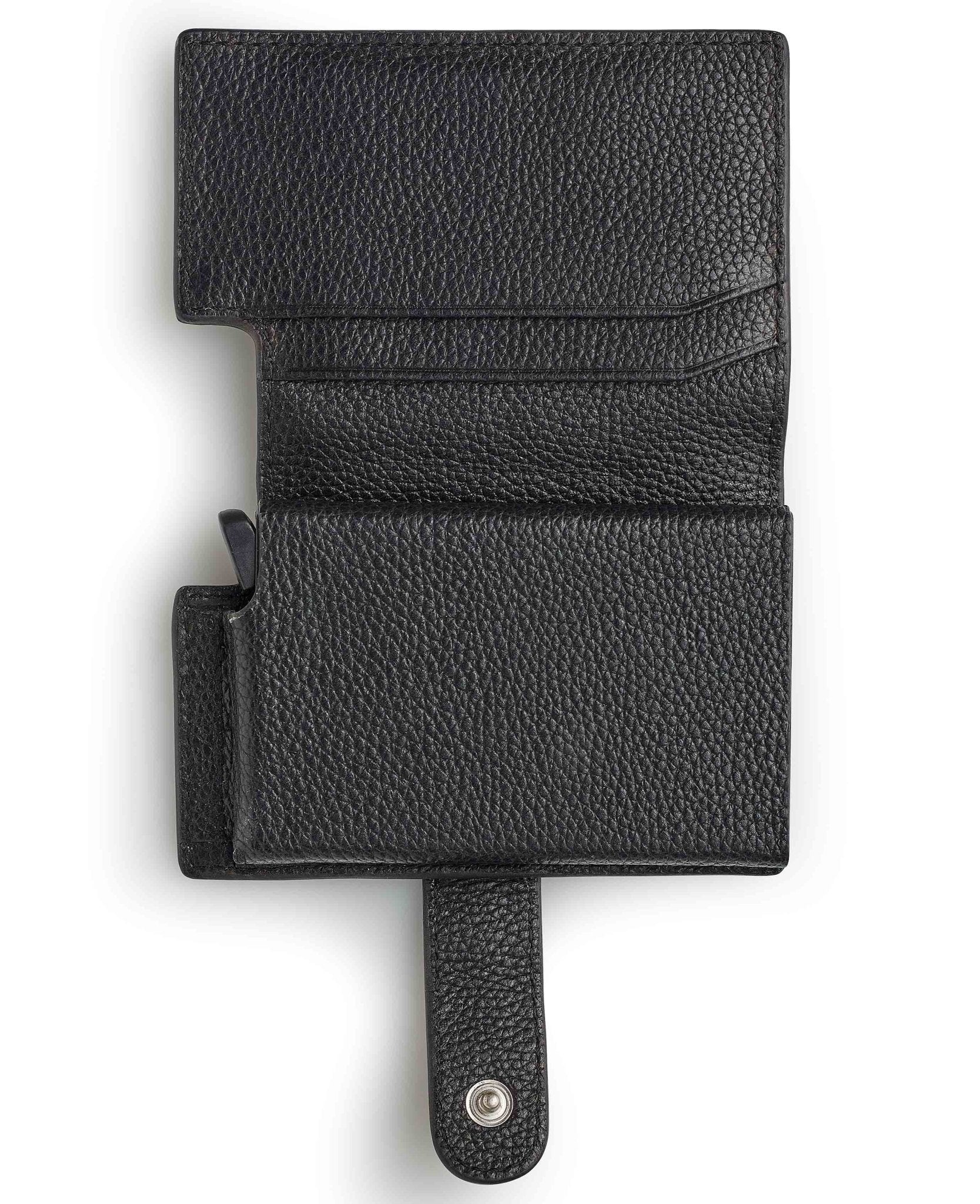 Black Leather Magnetic RFID Slim Wallet, view 4