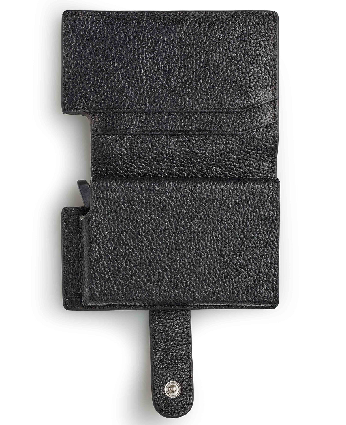Black Leather Magnetic RFID Slim Wallet