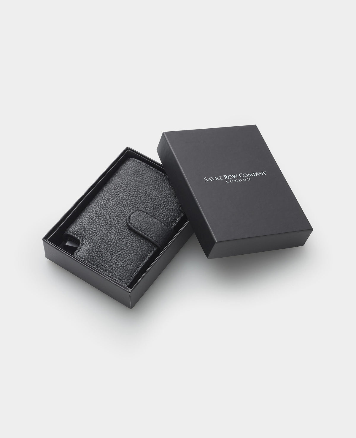 Black Leather Magnetic RFID Slim Wallet