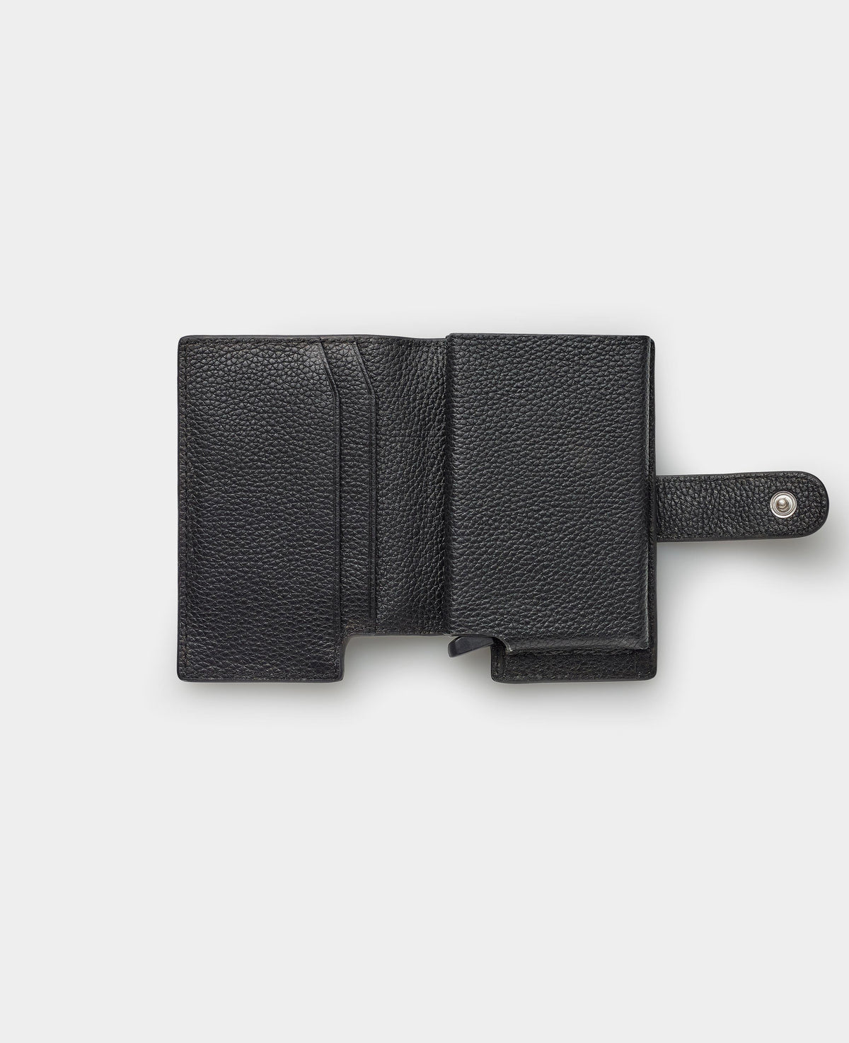 Black Leather Magnetic RFID Slim Wallet