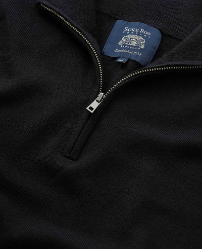 black merino wool zip neck jumper mkw567blk Detail