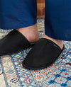 Black Microsuede Mule Slippers