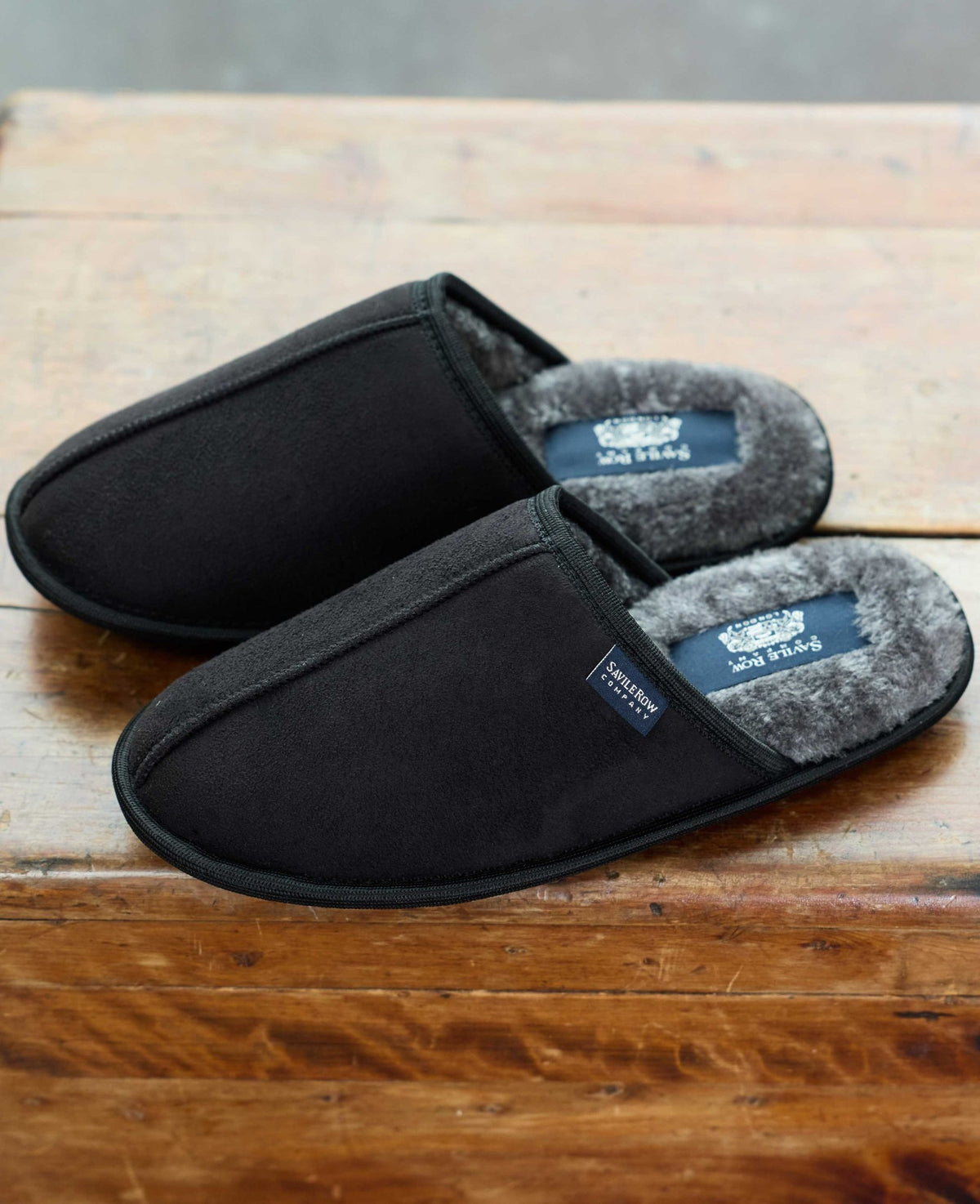 Black Microsuede Mule Slippers