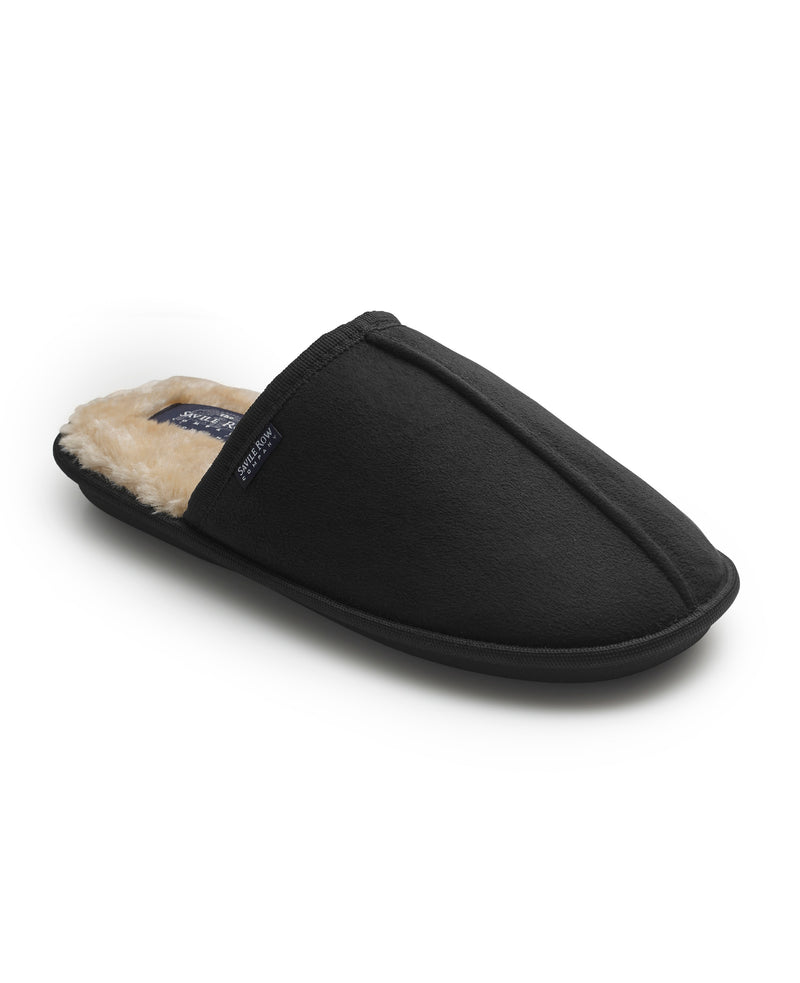 Men's Black Microsuede Mule Slippers