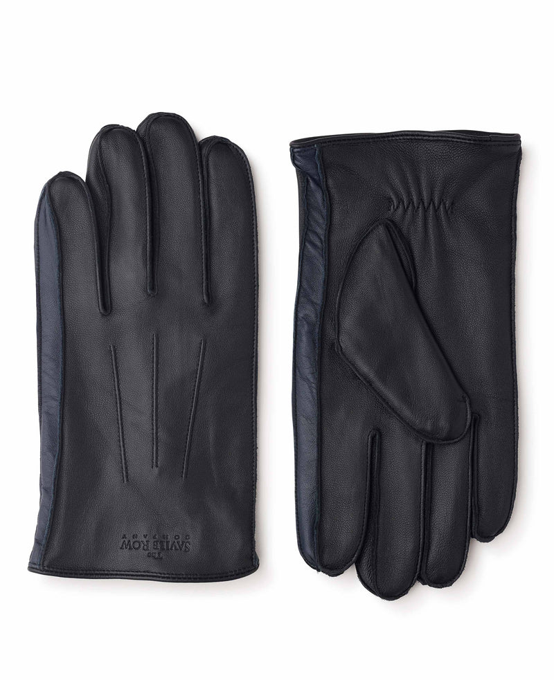 Men's Black Navy Nappa Leather Gloves