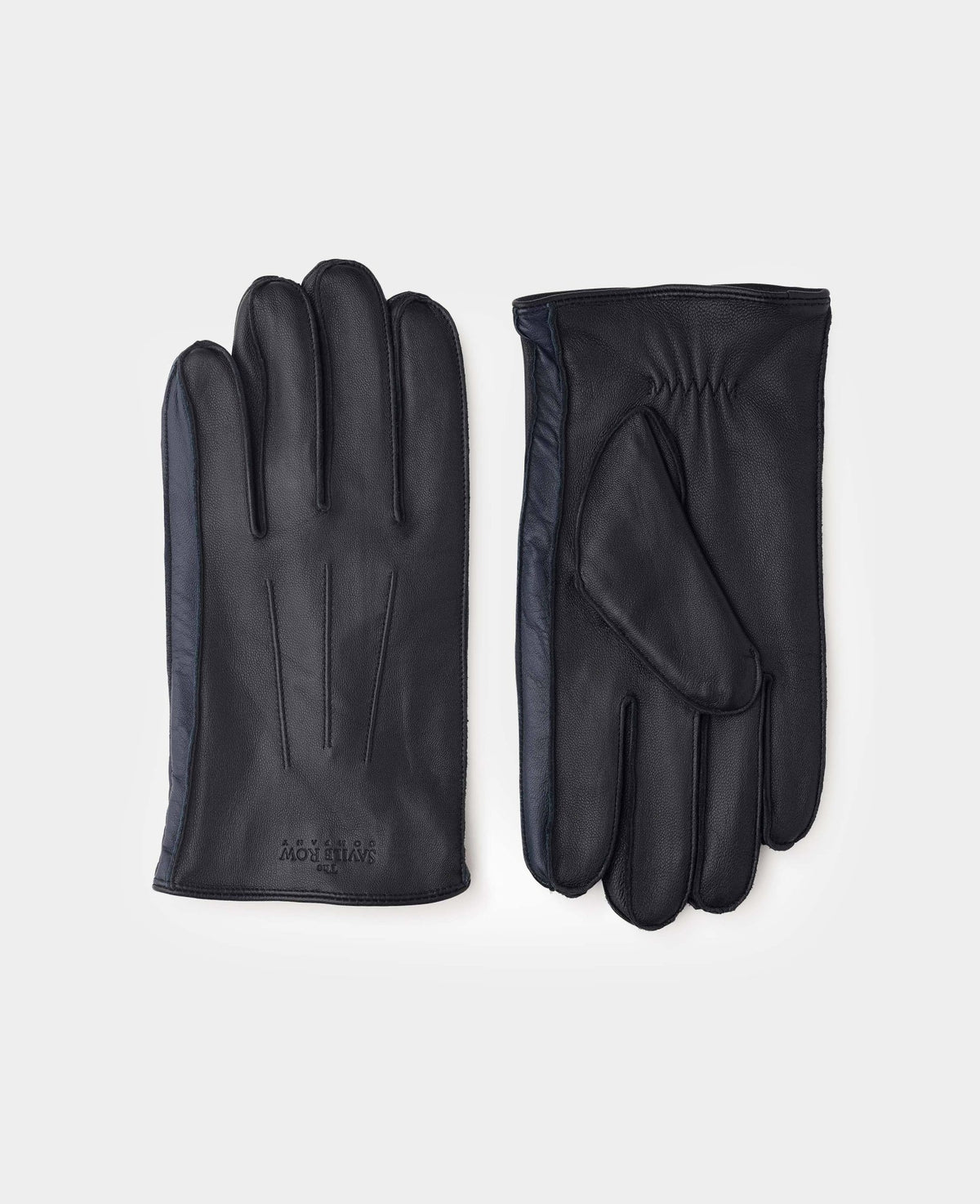 Black Navy Nappa Leather Gloves