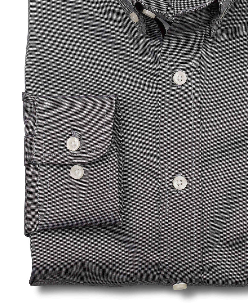 Black Pinpoint Oxford Slim Fit Casual Shirt Cuff Detail