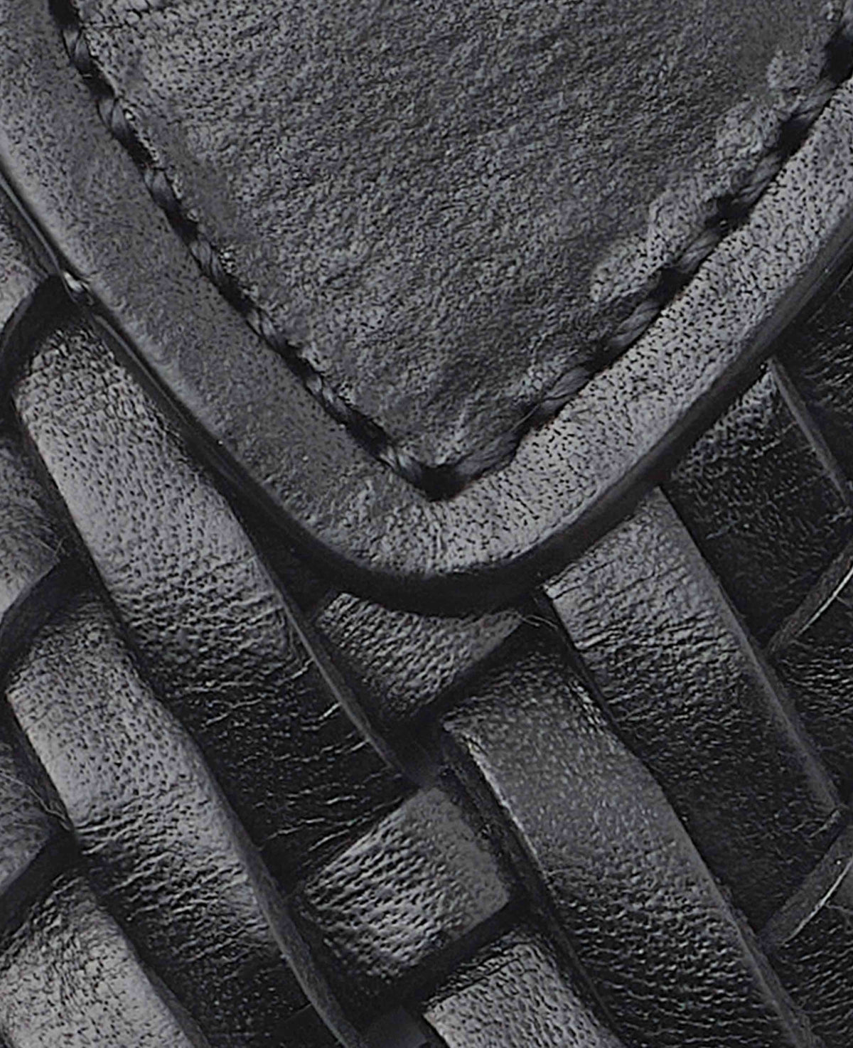 Men's Plaited Leather Belt In Black fabric detail