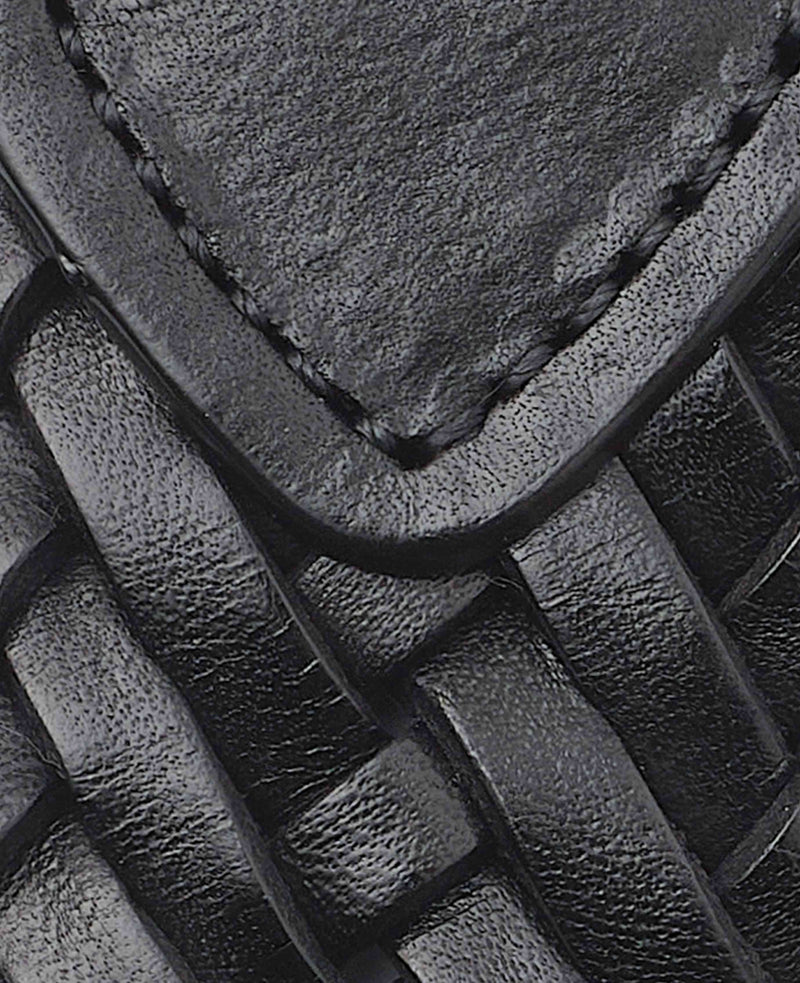 Men's Plaited Leather Belt In Black fabric detail